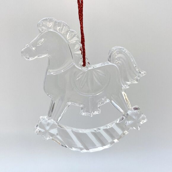 2 Princess House Lead Crystal Christmas Tree Ornament Rocking Horse Wreath #896 - Picture 4 of 9